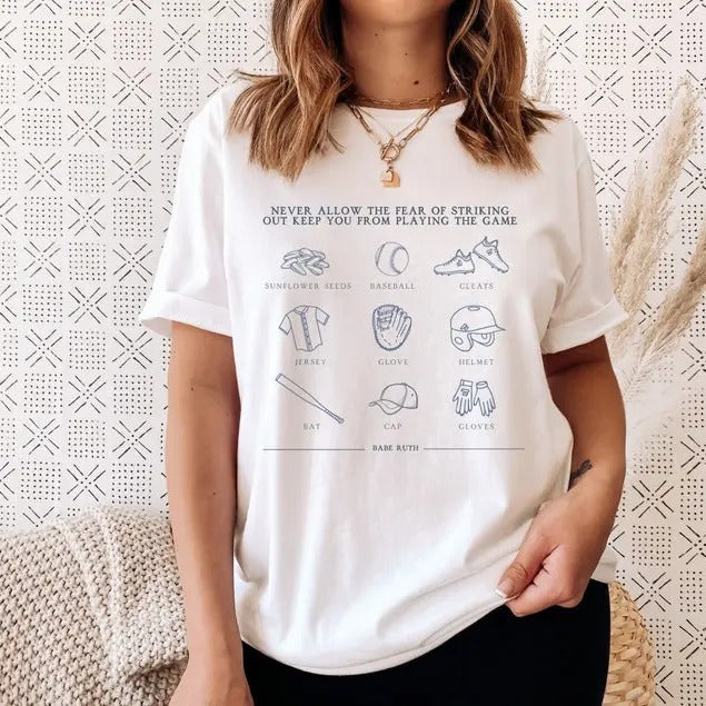 Babe Ruth Quote Baseball Tshirt, Baseball T-Shirts for Women, Womens Baseball Tees, Baseball Game Shirt, Baseball Mom...