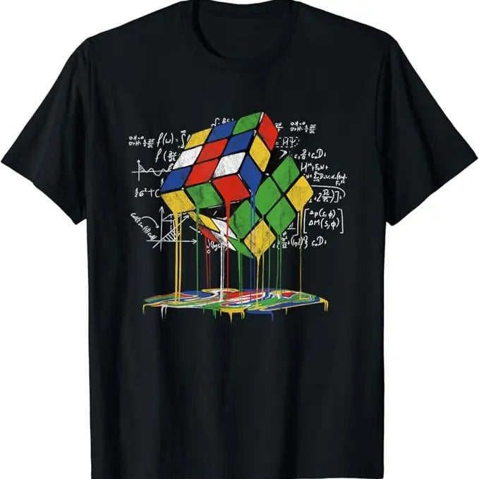 Back School Shirts Funny Math Shirts Melting Cube Speed Cubing Vintage Puzzle Math Cotton Casual Classic Shirt Hoodie Sweatshirt