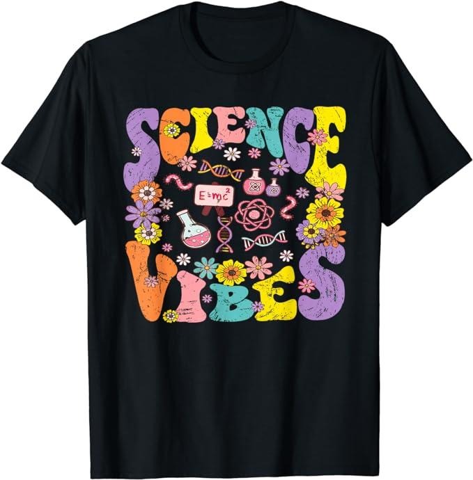 Back To School Shirts, Science Vibes Retro 1st Day of Back To School Groovy Teacher T-Shirt Cotton Fashion Casual Classic...