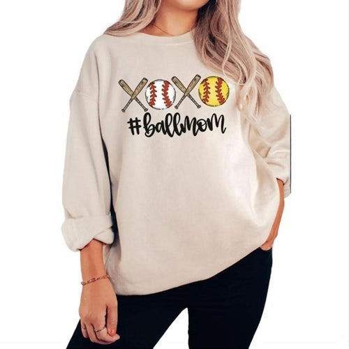 #Ball Mom Heavy-weight Crew Sweatshirt Shirt Hoodie | PrintMintTees.com