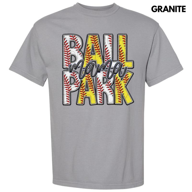 Ball Park Mama Faux Embroidery Comfort Colors T-Shirt Hoodie, Sweatshirt | PrintMintTees.com