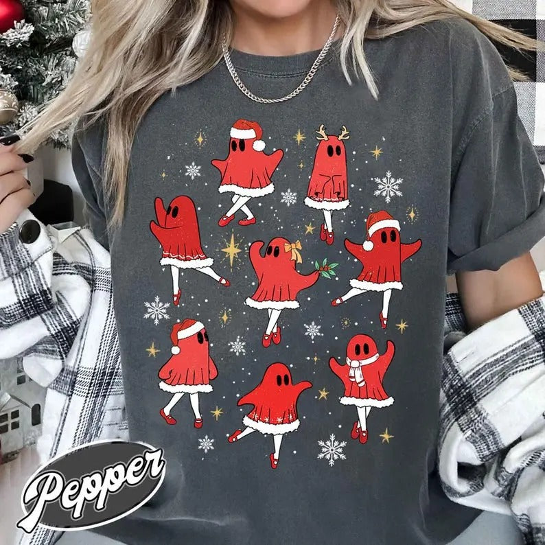 Ballet Ghost Ballet Shirt Dancer Dance Teacher Shirt Cute Ghost Shirt Xmas Shirt Hoodie Sweatshirt