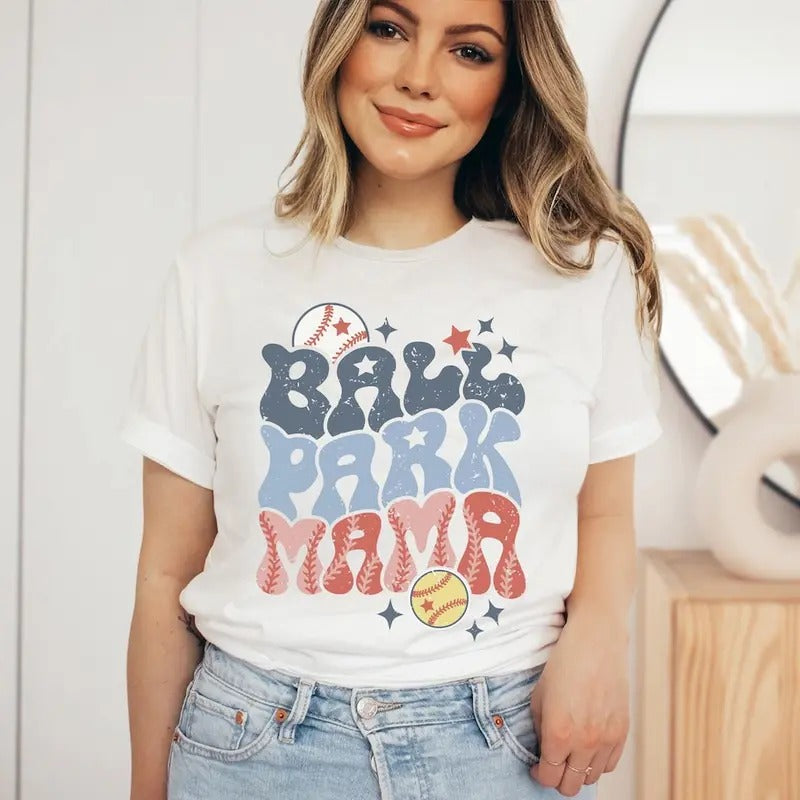Ballpark Mama Shirt, Baseball Mama Shirt, Softball Mama Shirt, Baseball and Softball Mom Shirt, Ballpark Mom T-shirt...
