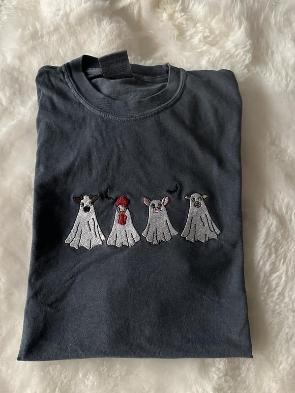 Barnyard animal Ghost Halloween Embroidered Tee shirt Hoodie Sweatshirt | PrintMintTees.com