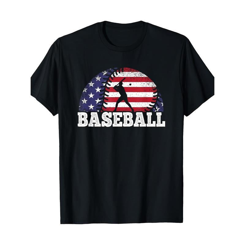 Baseball American Flag Baseball Player T-Shirt-100% Cotton -220g made in usa Hoodie Sweatshirt | PrintMintTees.com