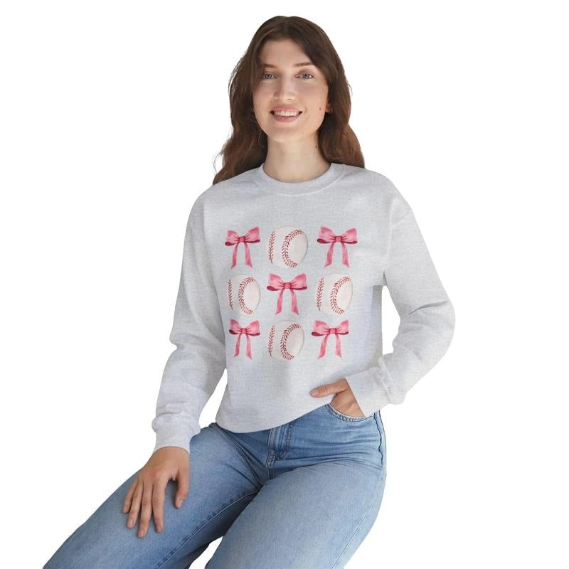 Baseball And Bows Sweatshirt, Stylish Coquette Aesthetic, Baseball Mom Sweater, Baseball Girlfriend, Unisex, Gifts For...