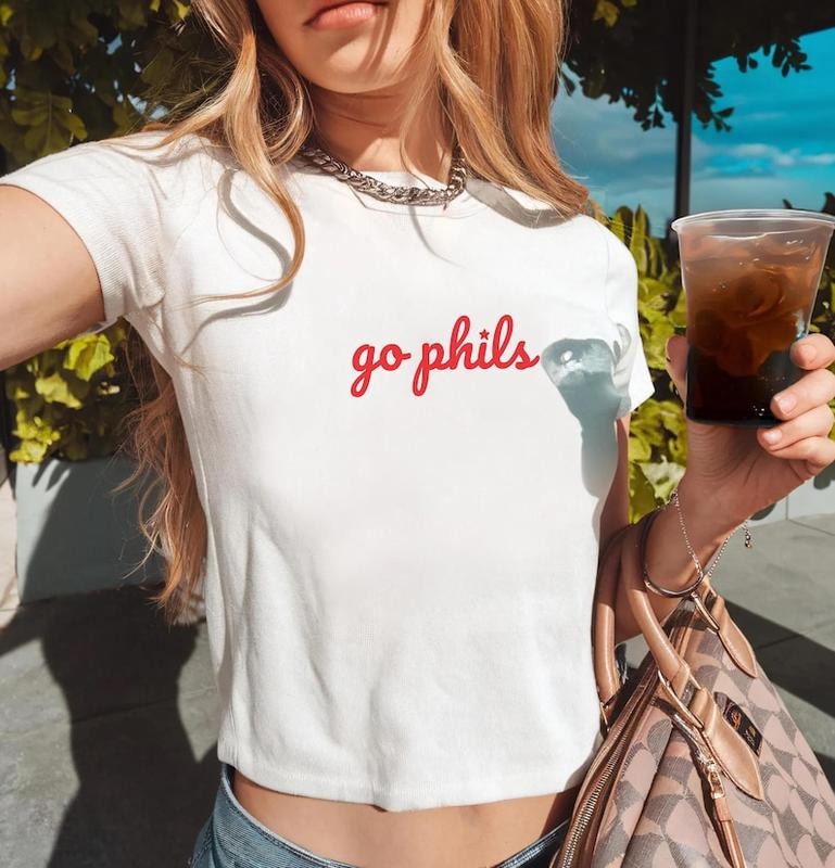Baseball Baby Tee For Women, Philly Shirt, Gift For Philly Fan, Gift For Women, Trendy Summer Baseball Top Hoodie Sweatshirt