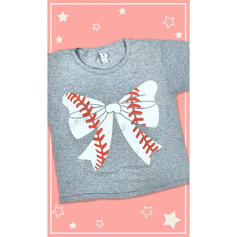 Baseball Bow Youth Graphic Shirt Hoodie Sweatshirt | PrintMintTees.com