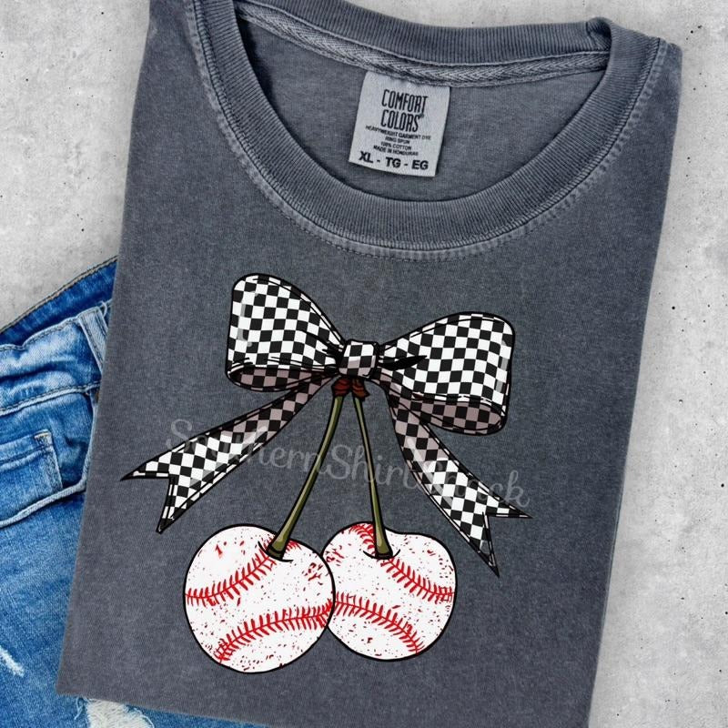 Baseball Cherries T shirt  | Baseball Mama Shirt | Pepper comfort colors t shirt Hoodie Sweatshirt | PrintMintTees.com