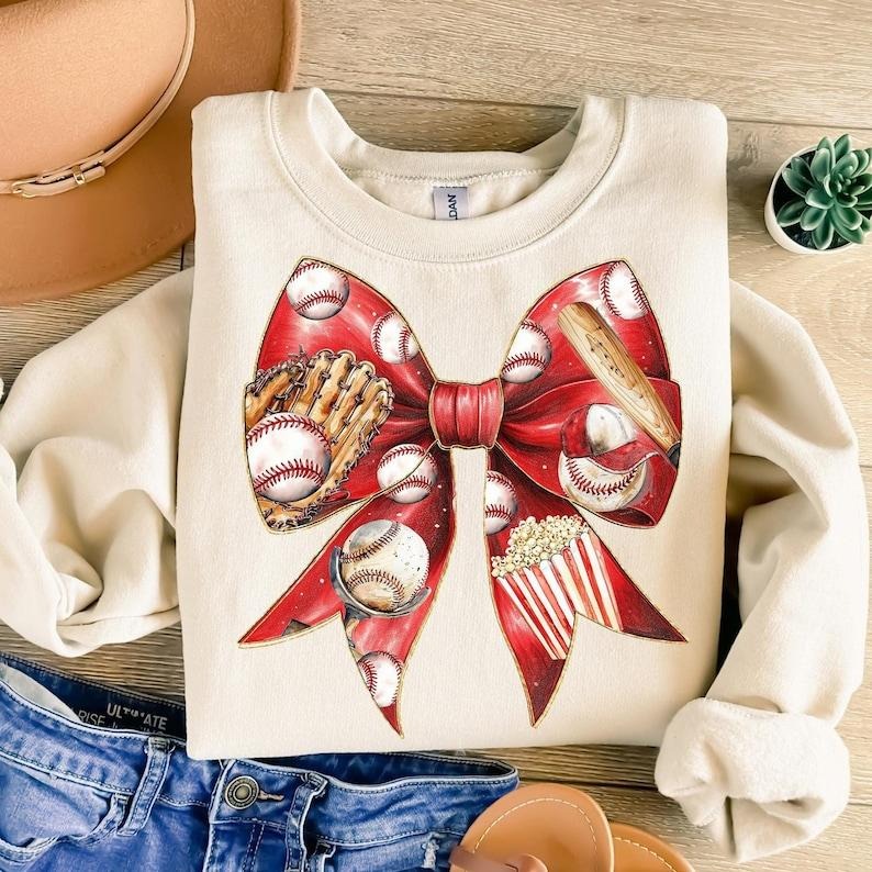Baseball Coquette Bow Game Day Mom ,Baseball Mama  Sweatshirt Classic Shirt Hoodie | PrintMintTees.com