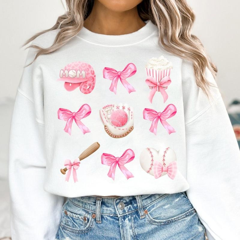 Baseball Coquette Bow Sweatshirt, Coquette Baseball Sweater, Social Club Shirt, Baseball Sweatshirt, Gifts For Baseball...