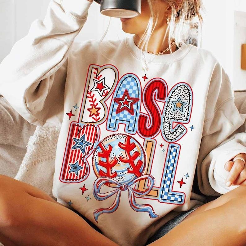 Baseball Coquette , Brushstroke Baseball Coquette Bow , Game Day Baseball Mama , Baseball Mom Sweatshirt Shirt Hoodie