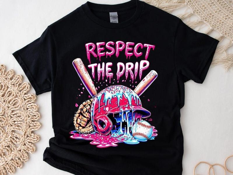 Baseball Drip Tshirt, Ice Cream Drip, Respect The Drip, Baseball Mama, Baseball Mom Shirt , Game Day Baseball , Retro...