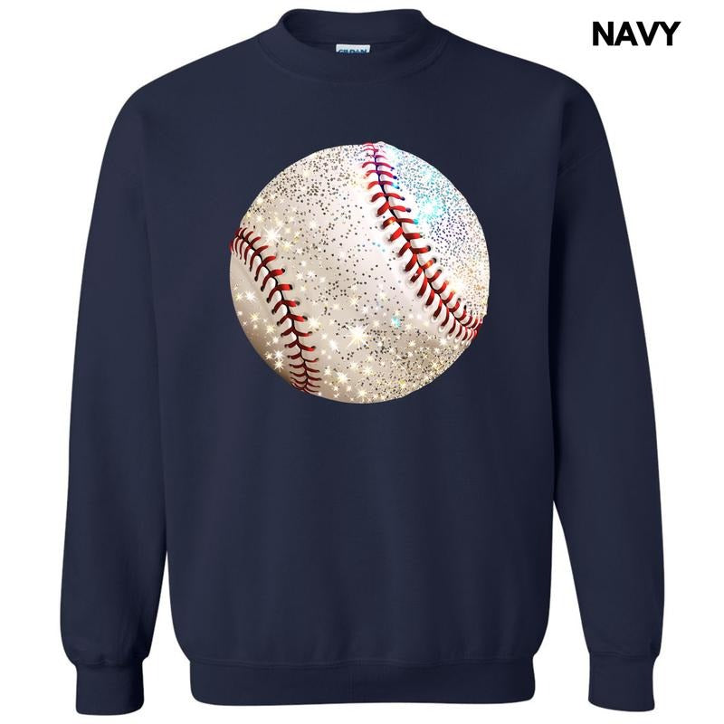 Baseball Faux Glitter Sweatshirt 'NLB' Shirt Hoodie | PrintMintTees.com