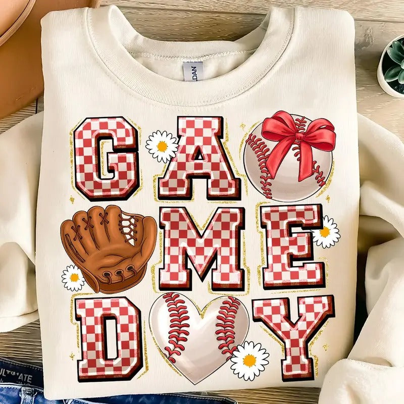 Baseball Game Day , Baseball Mama , Baseball Mom  Coquette Baseball Classic Sweatshirt Shirt Hoodie | PrintMintTees.com