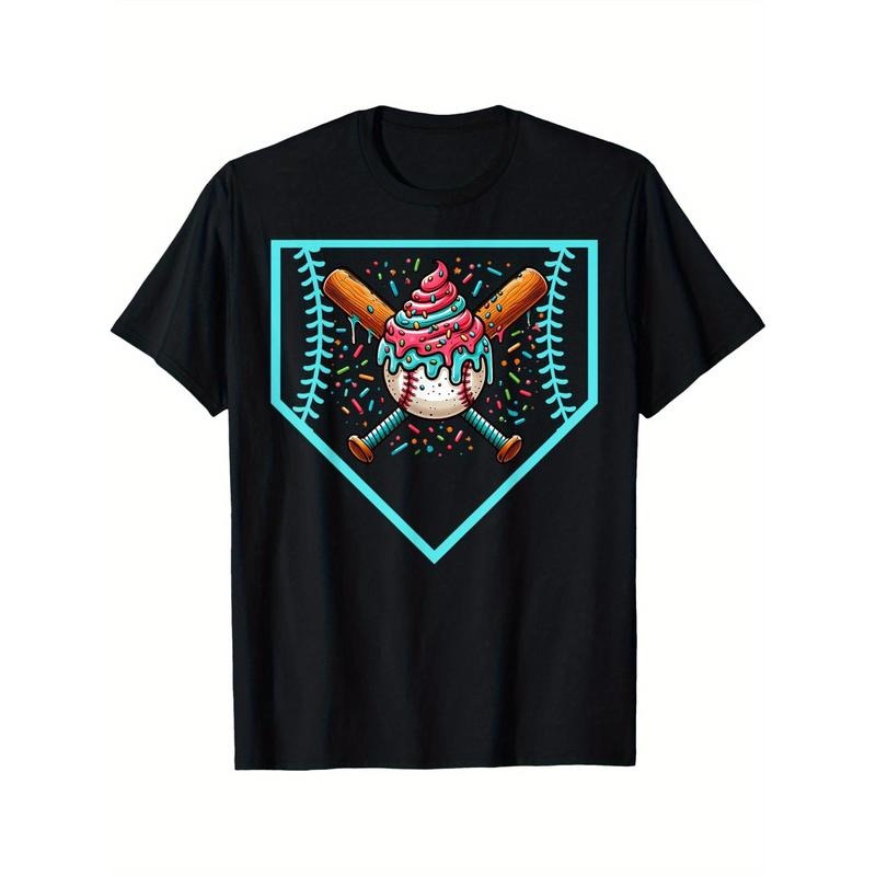 Baseball Home Plate Drip Ice Cream Softball and Baseball T-Shirts, Crew Neck, Casual, Print, Fashion, made in usa Hoodie...