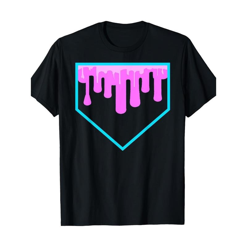 Baseball Home Plate Drip Shirt Ice Cream Softball& Baseball T-Shirt, Men's T-shirt, 220g made in usa Hoodie Sweatshirt