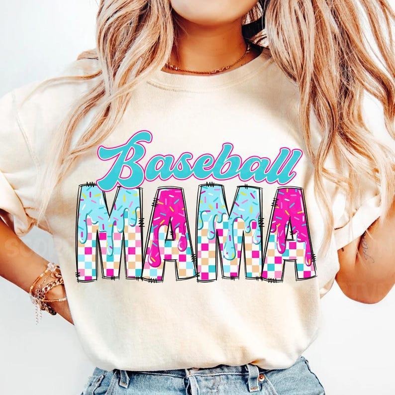 Baseball Ice Cream Print Shirt, Brushstroke Mama Tee tshirt, Sporty Fashion Look tshirt, yhwh shirt, favorite shirts...