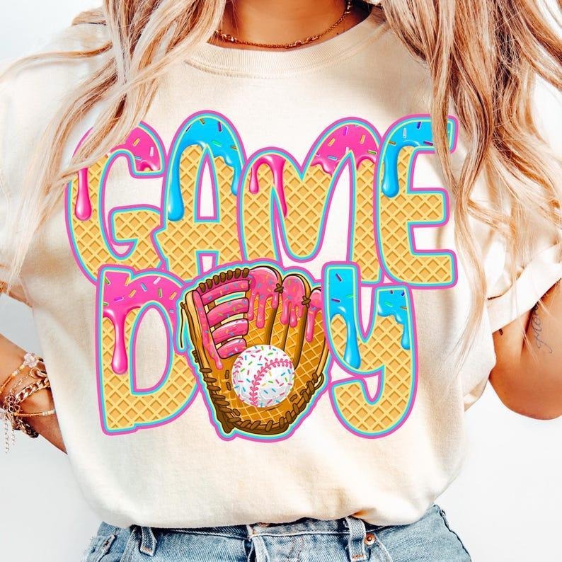 Baseball Ice Cream Print Shirt, Vintage Sport Mom Tee tshirt, Unique Game Day Look tshirt, favorite shirts Hoodie Sweatshirt