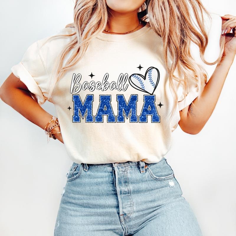 Baseball Mama Shirt, Glitter Baseball Shirt, Sports Shirt Gift, Faux Sequin, Mother's Day Gift For Mama. Baseball Tee...