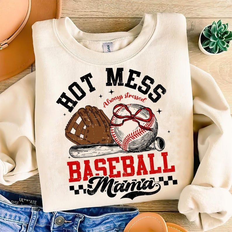 Baseball Mama Sweatshirt Boujee Baseball Game Day Sports Baseball Mom Coquette Baseball Shirt Hoodie | PrintMintTees.com