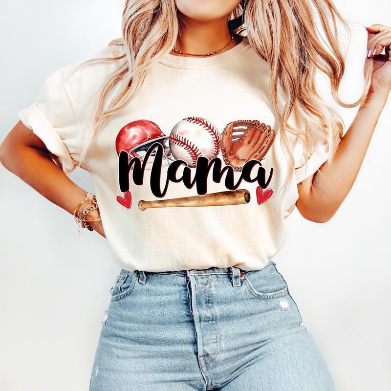 Baseball Mama T-Shirt-sweatshirt-hoodie, Doodle Baseball T-Shirt, Sports T-Shirt, Baseball Mom, Hearts, Baseball Glove,...