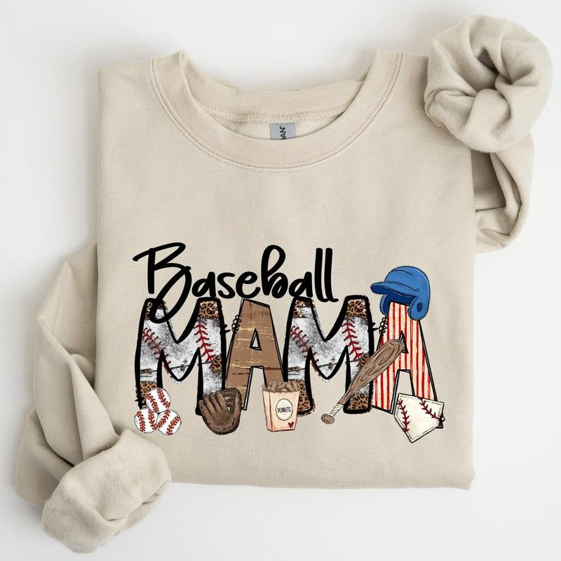 Baseball Mama, Sports, Mother's Day Sweatshirt, Women's Crew Neck, Crewneck Shirt Hoodie | PrintMintTees.com