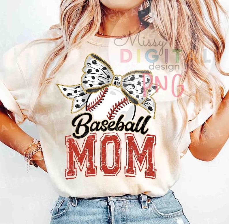 Baseball Mom Bow T-shirt, Retro Baseball Tshirt, Baseball mama Shirt Hoodie Sweatshirt | PrintMintTees.com