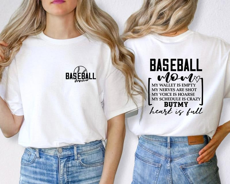 Baseball Mom Shirt Heart Is Full Shirt Baseball Shirt For Mom Funny Baseball Mom Shirt Unisex Baseball Mom Life Shirt...
