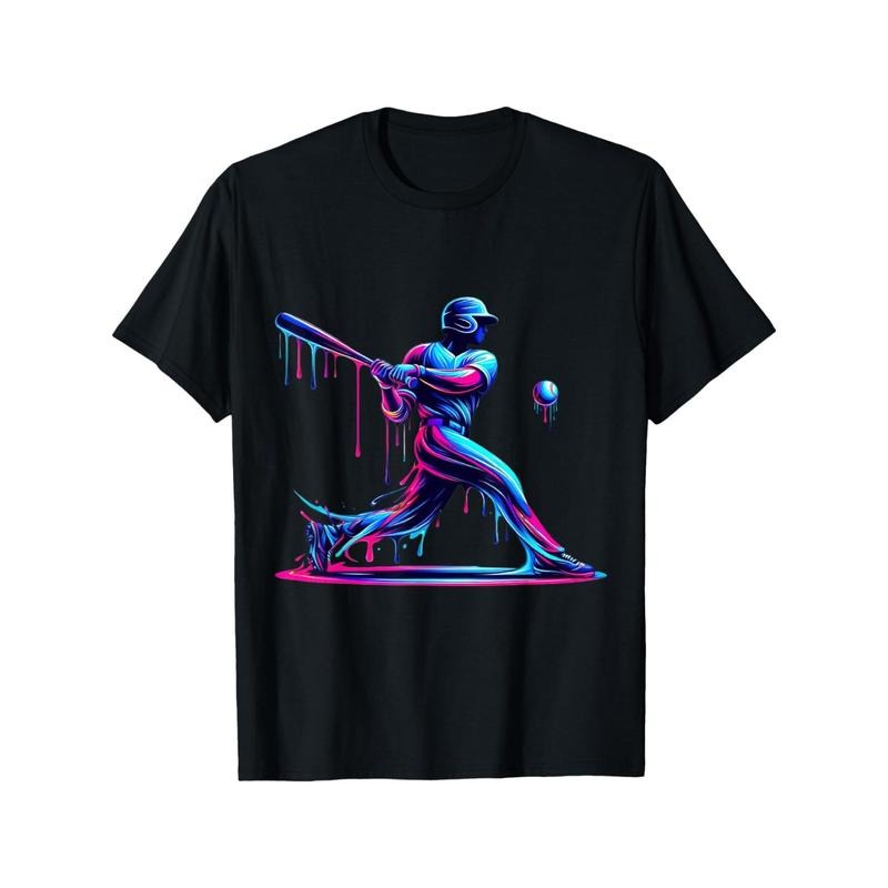 Baseball Player Drip T-Shirt for The men, Soft Fabric, Breathable, Comfortable Short Sleeve Tees Perfect for Summer,...