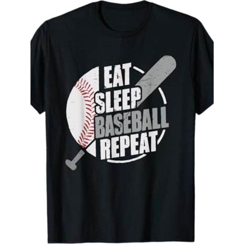 Baseball Player Eat Sleep Baseball T-Shirt-220g100% cotton T-shirt made in usa Hoodie Sweatshirt | PrintMintTees.com