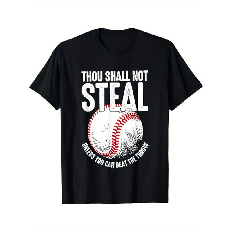 Baseball Printed, Men's Cotton Graphic T-shirt, Casual Short Sleeve Crew Neck Gamer T-shirt, Men's Tee For Outdoor made...