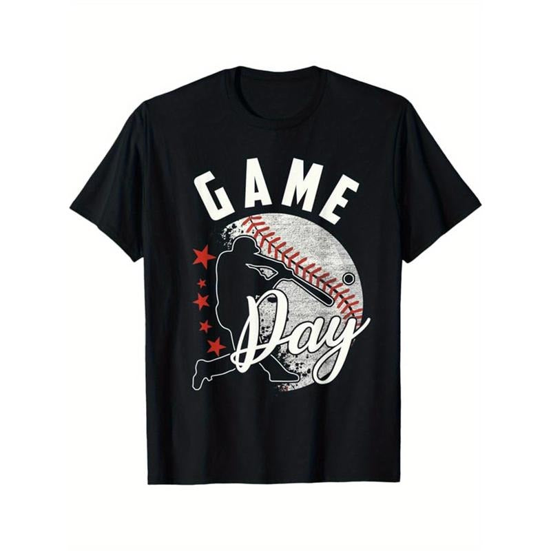 Baseball Printed, Men's Cotton Graphic T-shirt, Casual Short Sleeve Crew Neck Gamer T-shirt, Men's Tee For Outdoor made...