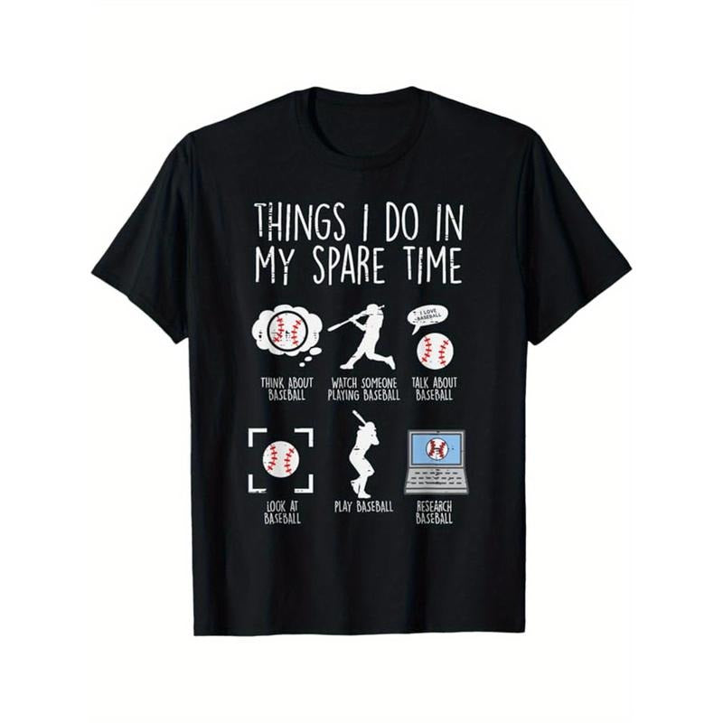 Baseball Printed, Men's Cotton Graphic T-shirt, Casual Short Sleeve Crew Neck Gamer T-shirt, Men's Tee For Outdoor made...