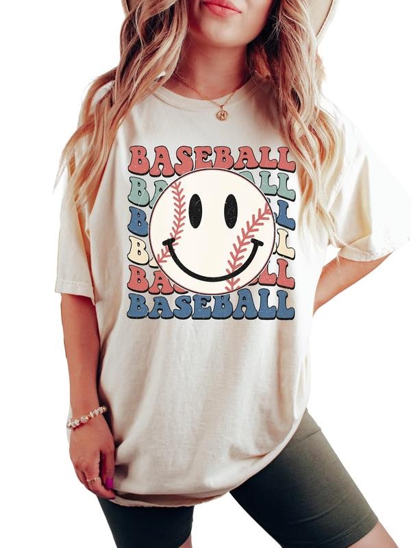 Baseball Shirt, Baseball Mom Shirt, Smiley Face Tshirt, Mama Baseball, Womens Baseball Tshirts, Baseball T-Shirt, Gifts...
