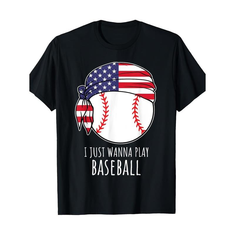 Baseball Shirts For Men I Just Wanna Play Baseball T-Shirt-100%cotton-220g made in usa Hoodie Sweatshirt | PrintMintTees.com