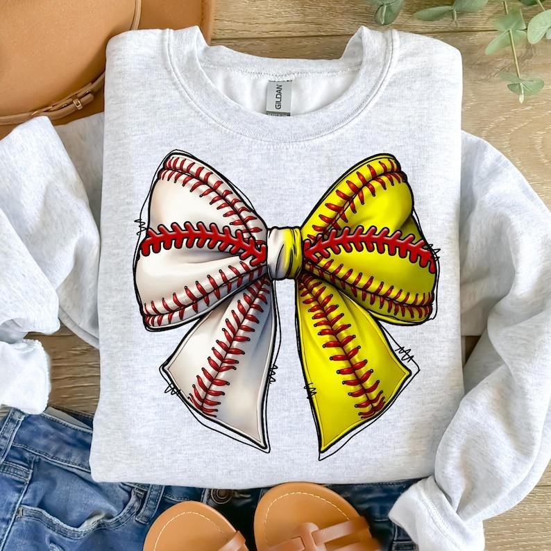 Baseball Softball Coquette Bow , Game Day Coquette  Softball Mama , Raising Ballers , Team Spirit Sweatshirt Shirt Hoodie
