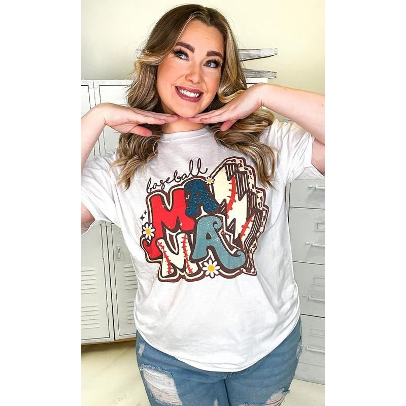 Baseball Sports Mama Graphic T-Shirt Hoodie Sweatshirt | PrintMintTees.com
