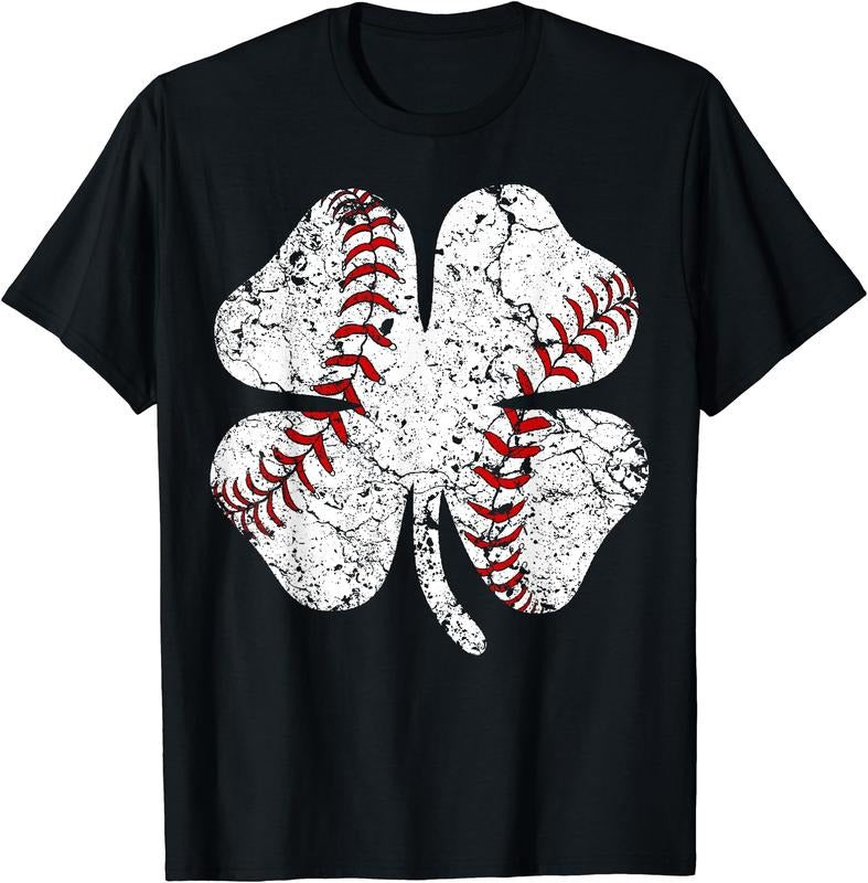 Baseball St Patricks Day Boys Girls Men Women Shamrock T-Shirt | Unisex Cotton Tee, Short Sleeve, Crewneck, Size S-5XL...