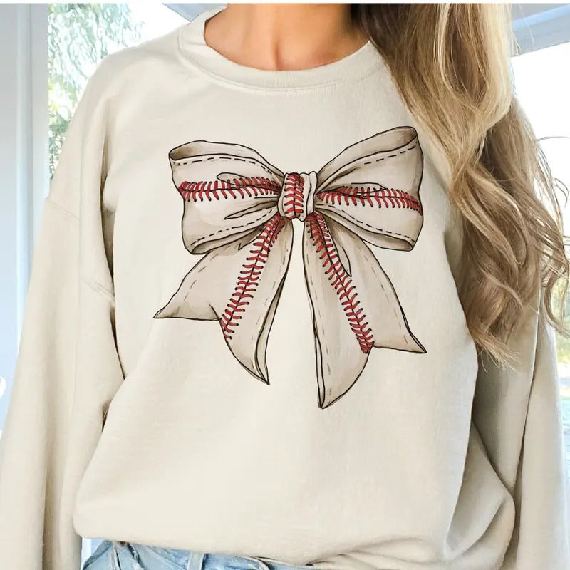 Baseball Baseball Bow Girly Baseball Bow Sweet Baseball Bow Sport Girly Baseball Bow Shirt Hoodie Sweatshirt