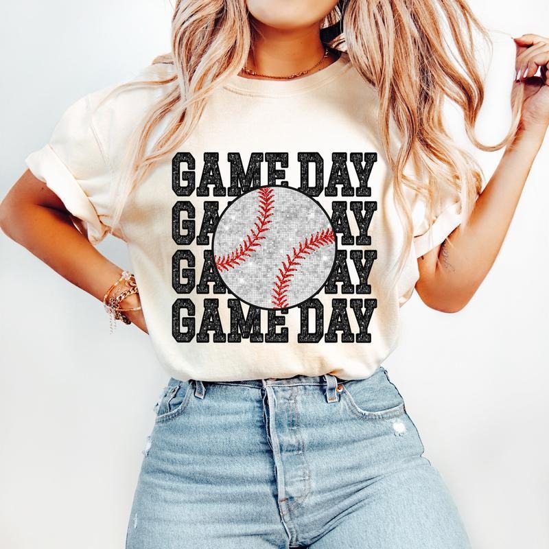 Baseball T-Shirt, Baseball Mom T-Shirt, Sports T-Shirt, Faux Sequin T-Shirt, Game Day T-Shirt Hoodie Sweatshirt