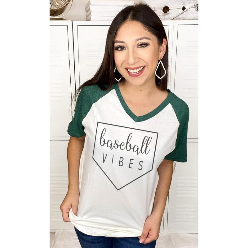 Baseball Vibes V-Neck Shirt Hoodie Sweatshirt | PrintMintTees.com