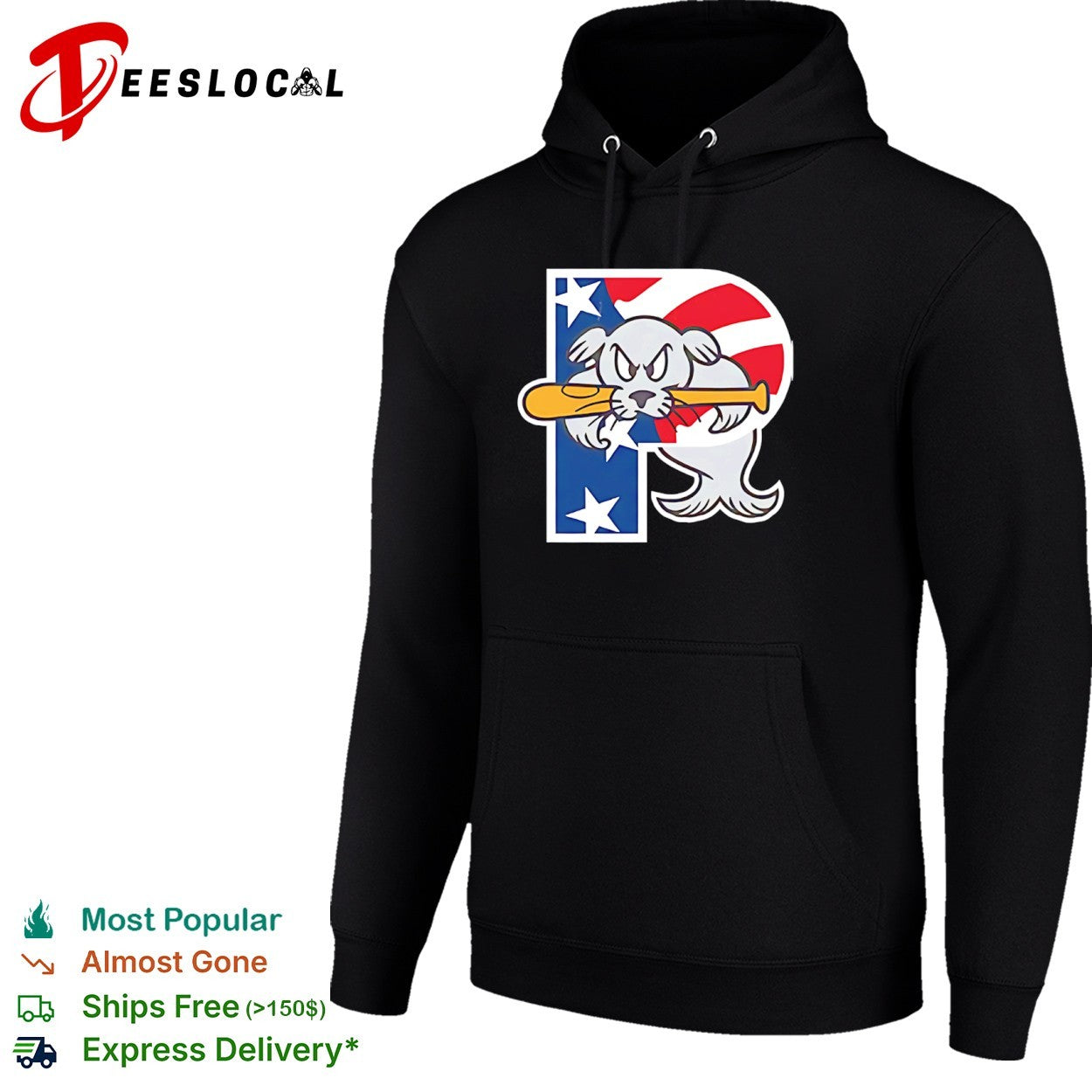 Baseball seal mascot patriotic P letter logo shirt