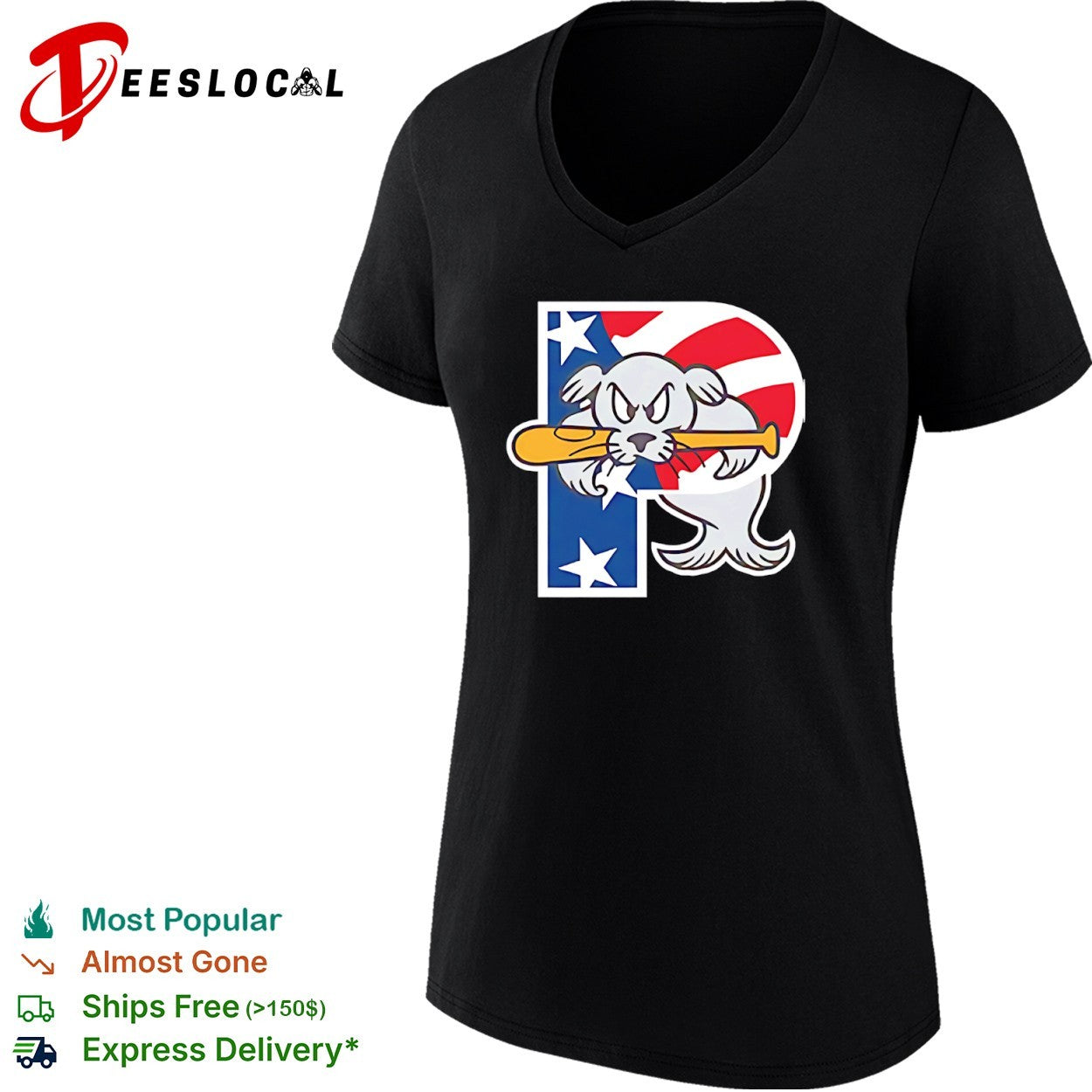 Baseball seal mascot patriotic P letter logo shirt
