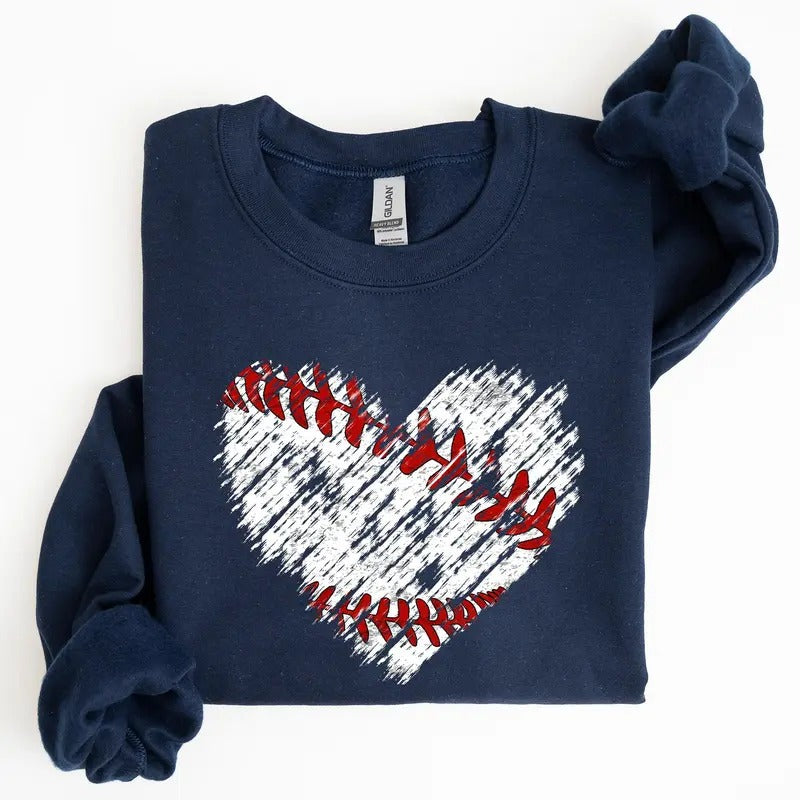 Baseball, Heart, Mom, Mother's Day Sweatshirt, Women's Crew Neck, Crewneck Shirt Hoodie | PrintMintTees.com