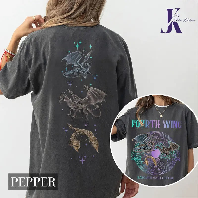 Basgiath War College Comfort Colors Shirt, Fourth Wing Dragon Shirt, Tairn & Andarna Dragon TShirt, , Dragon Rider...