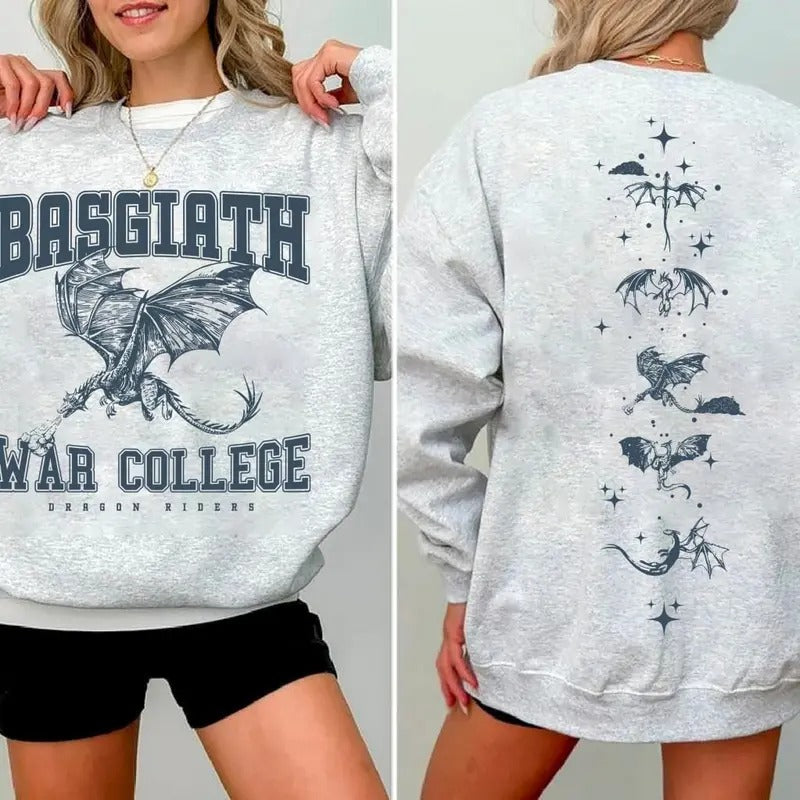 Basgiath War College Fourth Wing T-Shirt, Fourth Wing Fly Or Die Shirt, Dragon Rider Sweater, Rebecca Yarros Merch, Both...