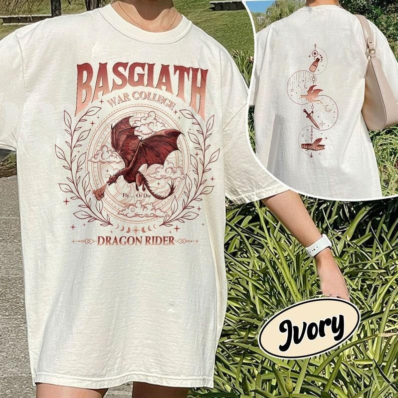 Basgiath War College Fourth Wing Fan Art Violet Sorrengail Xaden Riorson Shirt Dragon Rider Bookish Cotton Short Sleeve T-Shirts, Hoodie, Sweatshirt