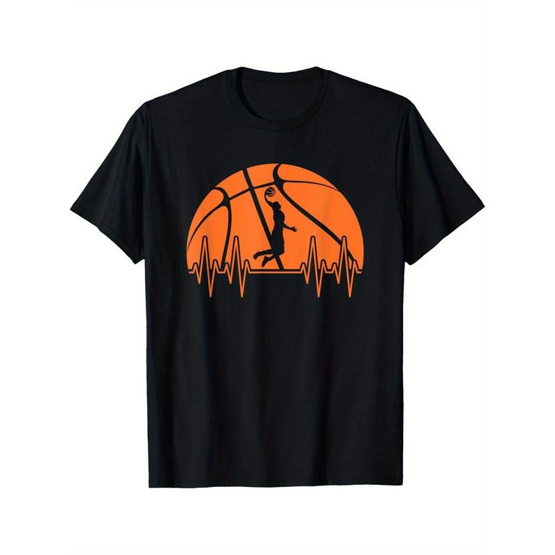Basketball Heartbeat Basketball Player Men Boys T-Shirt Men's T-shirt Funny pattern, Casual and comfortable round neck...