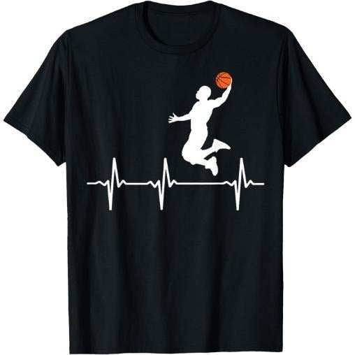 Basketball Heartbeat for Men and Boys T-Shirt Made in USA Hoodie Sweatshirt | PrintMintTees.com